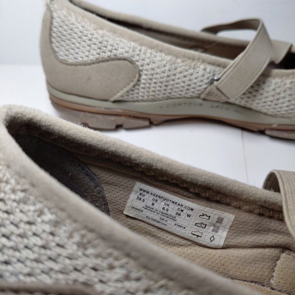 Keen Hush Knit Mary Jane Comfort Slip-Ons Taupe & Tan Women's Size 9 - Picture 2 of 12